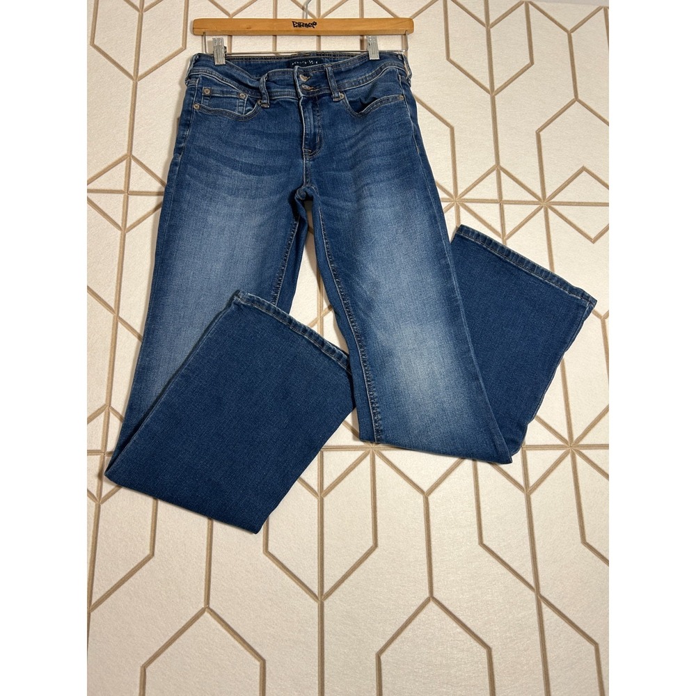 Aeropostale Women Low Rise Flare Jeans Blue Denim Stretch Casual Pants Size 4REG